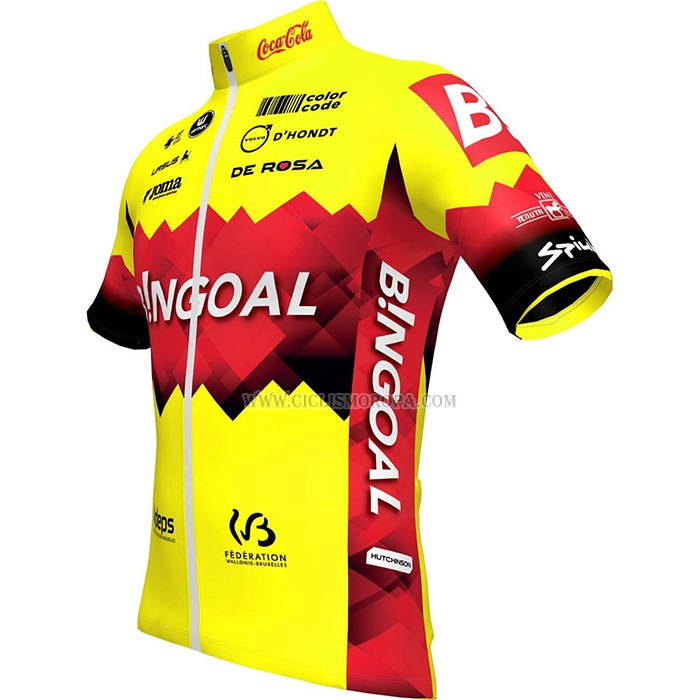 2023 Ropa Ciclismo Bingoal WB AMarillo Rojo Mangas Cortas y Culotte Corto